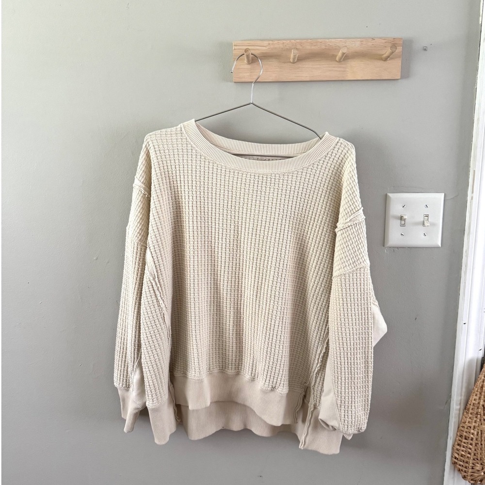 American Eagle Seriously Lived-In Waffle Knit Top